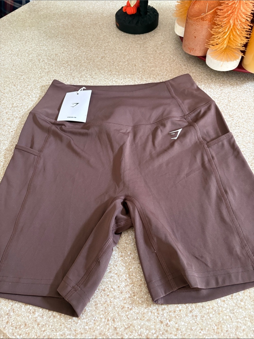 Gymshark Women’s High-Rise Chocolate Mocha Brown Pocket Shorts